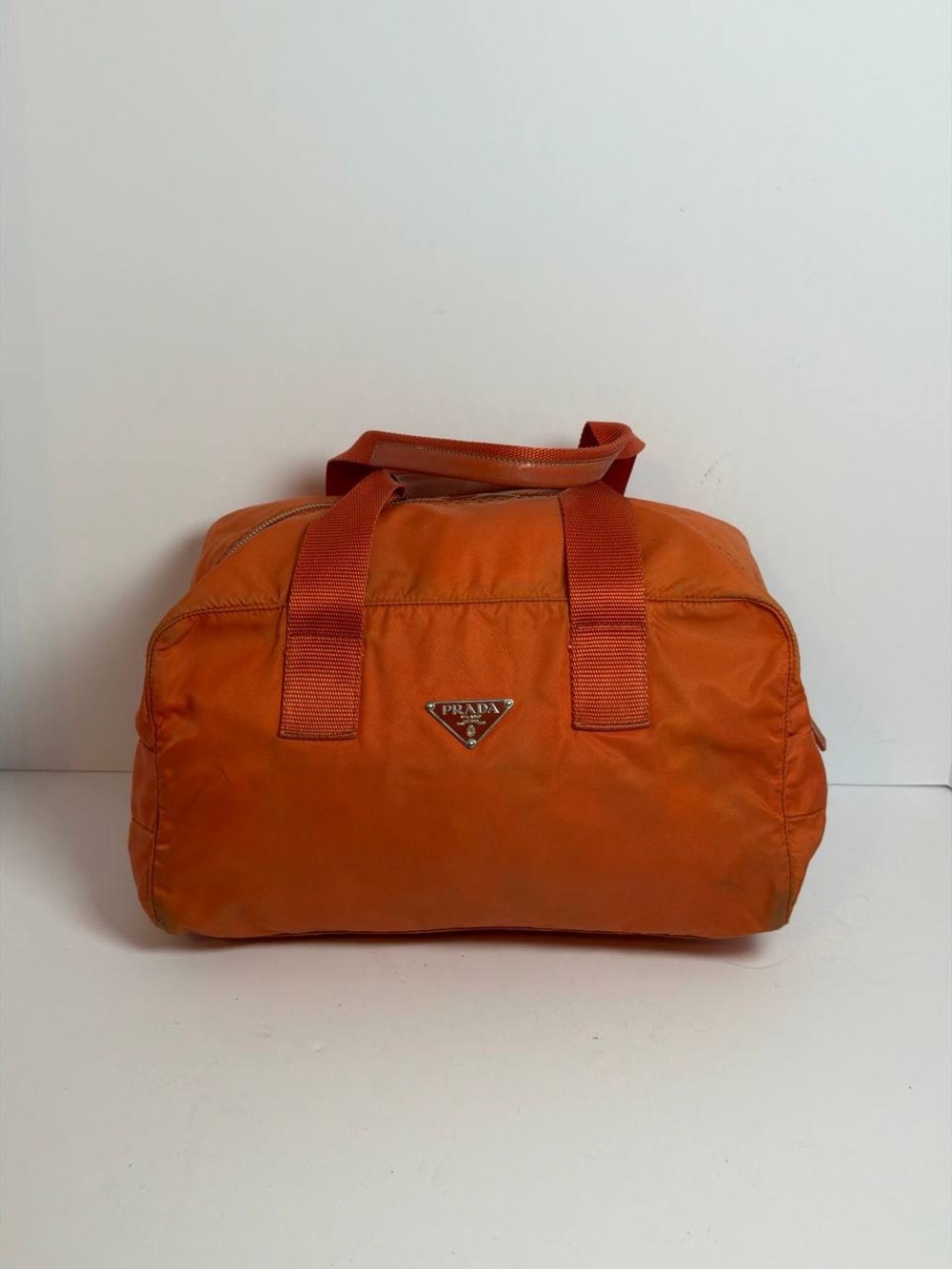 Prada Orange Nylon Weekend Bag